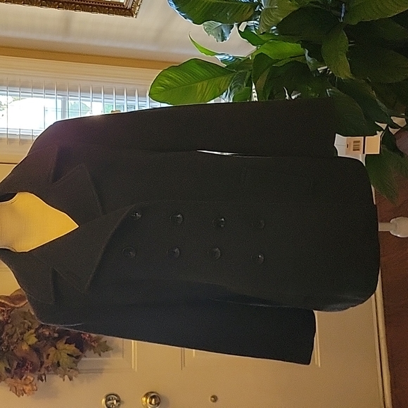 Calvin Klein charcoal wool blend pea coat double breasted fully